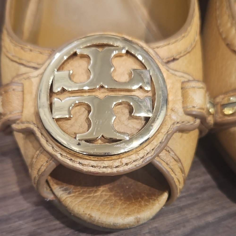 Tory Burch Tan Peep-Toe Heels - Picture 3 of 10